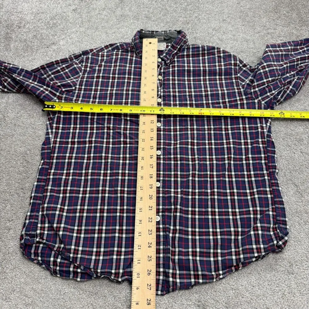 J.Crew Slim Fit Button Down Shirt Mens XL Blue Red Gray Plaid Cotton Casual Top